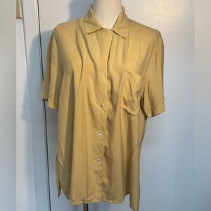 Saks Fifth Avenue Pale Yellow Silk Button-Down Shirt